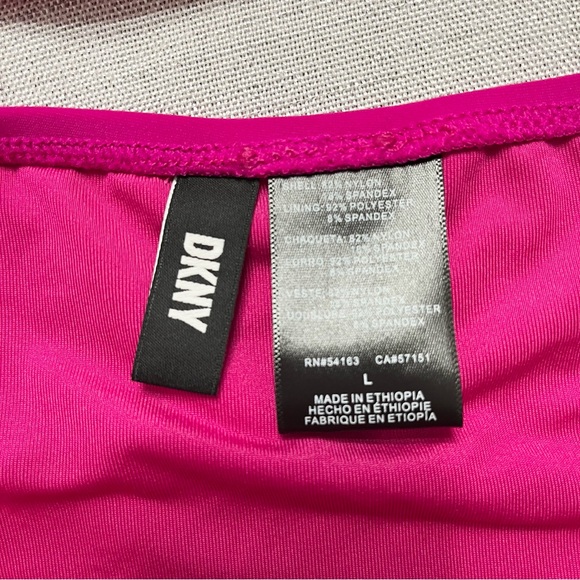 DKNY Ladies Swimsuit Ruffle Tankini Pink 2 Piece Set Size Large - Picture 6 of 11